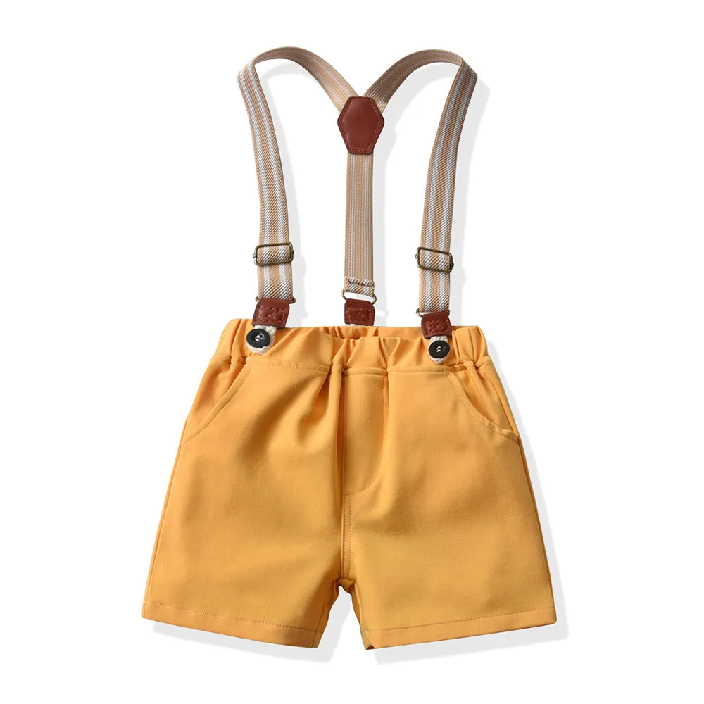 2 Pieces Set Baby Kid Boys Solid Color Bow Shirts And Shorts Wholesale 220407171
