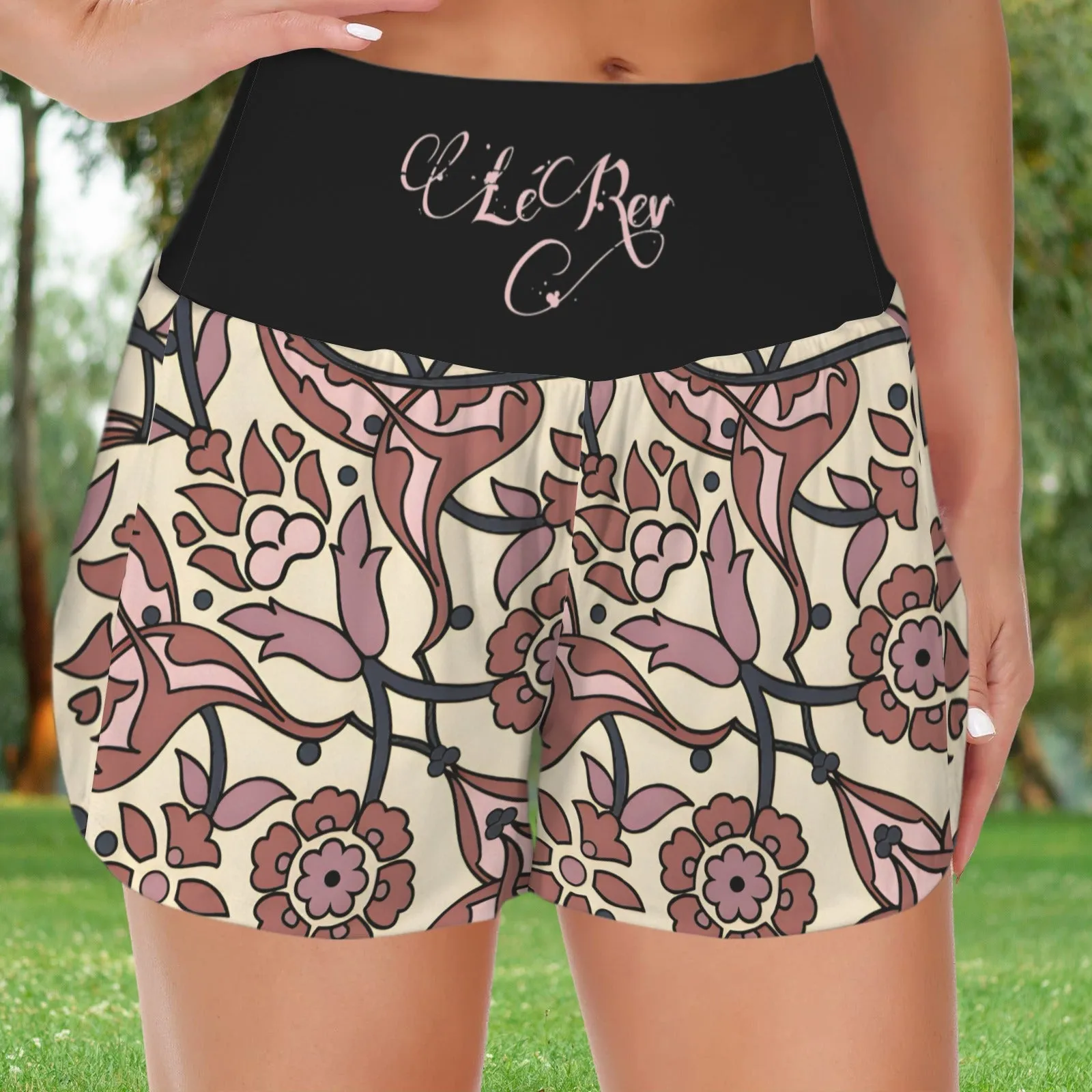 LeRev Grandma's Couch Cushion High Waist Zipper Pocket Sports Shorts - Comfortable, Stylish Activewear for Everyday Use