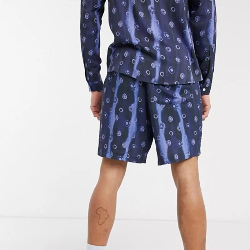 Men Printed Stripes Loose Two-Piece Suit